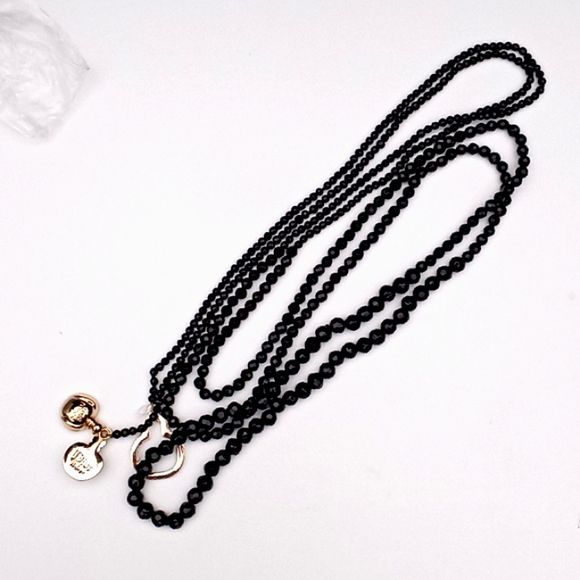 c1990s NIB Christian Dior Black Crystal Pearl Gold Pl Poison Lariat  Choker - Picture 3 of 8